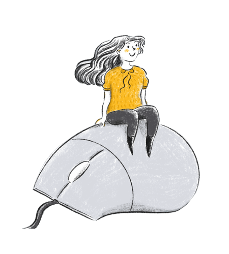 Online-Schreibkurse - Mädchen auf Computermaus